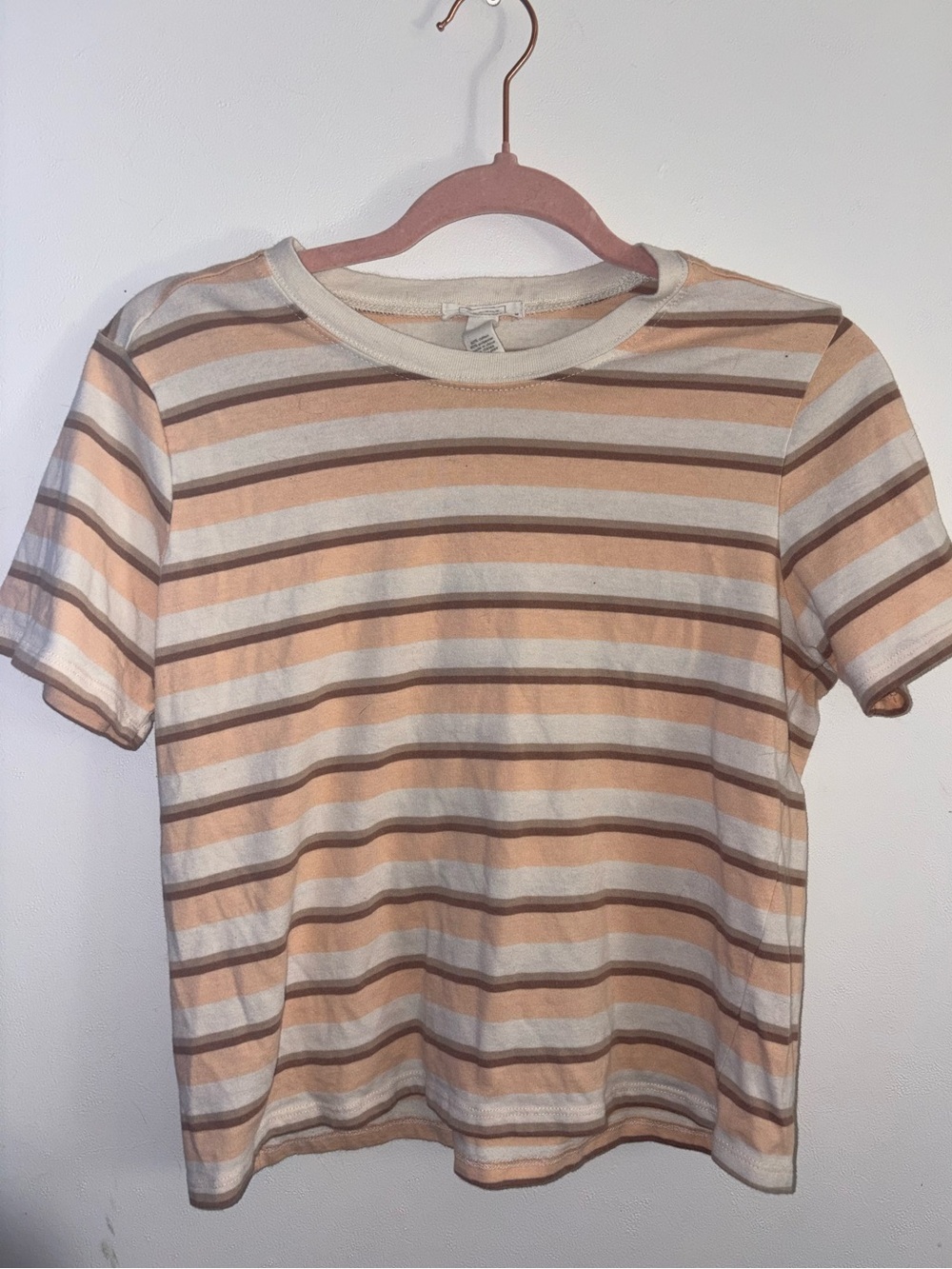 Full Tilt Peach, Cream & Brown Striped Short-Sleeve Tee